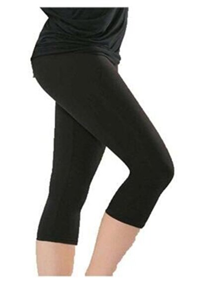 Momslab Crne Visok struk kapri leggins dužine do kolena - bez uzorka 4005