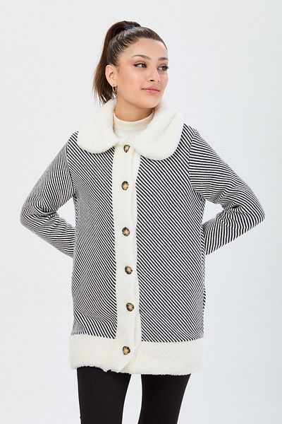 TOFİSA White Straight Collar Women's Jacket - 13095