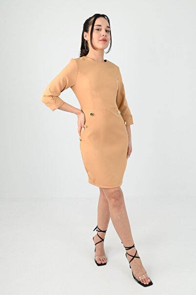 Koza Butik Rochie de damă cu detaliu cu nasturi 5202-24