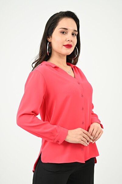 Koza Butik Kadın Omuz Taş Detaylı Gömlek 1687-24-1