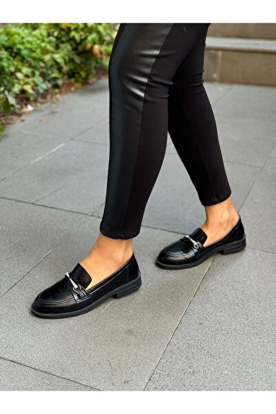 DİVA Diva Siyah Cilt Taşlı Günlük Kadın Ayakkabı