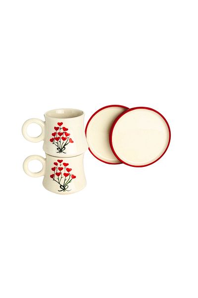 Gezdikçe Bilelim Set of 2 - Handmade Heart Bouquet and Ceramic Coffee Cup