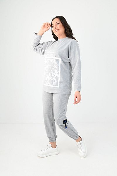 Koza Butik Γυναικείο σετ φόρμας 8075-25 με τυπωμένο φορτηγό με τσέπη μεγάλου μεγέθους