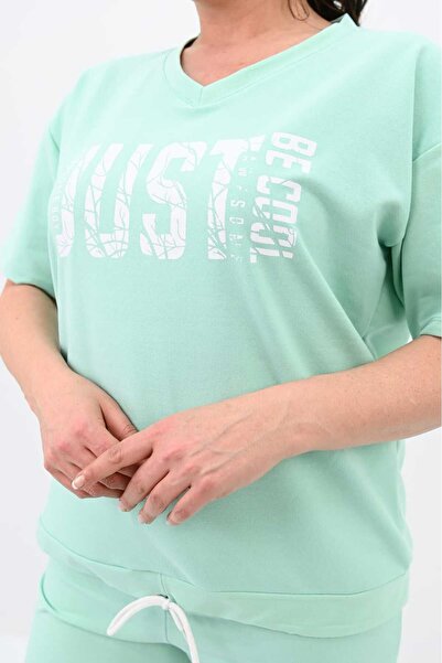 Koza Butik Plus Size Women's Shorts Set - Printed, 8087-24