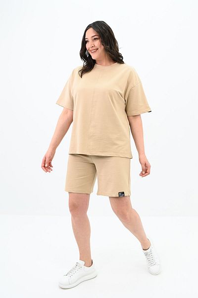 Koza Butik Γυναικείο Σετ Σορτς με Μανίκια Plus Size 8101-24