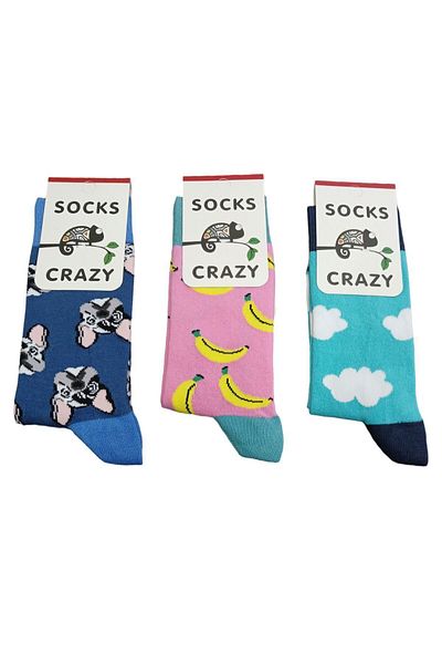 Crazy Socks Patterned Colorful Women's Socks - Set of 3