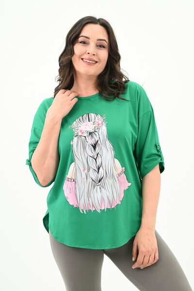 Koza Butik Γυναικείο μπλουζάκι Oversize Plus Size - Off Shoulder 1773-1-24