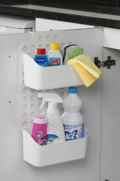 modalonga 2 Tier Adjustable In-Cabinet Hanging Detergent Organizer