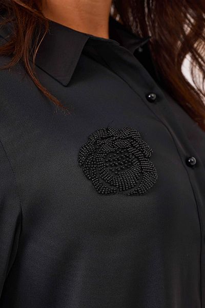 Gala-Xi Cămașă neagră cu piatră brodată Galaxi Plus Size - Model 4006