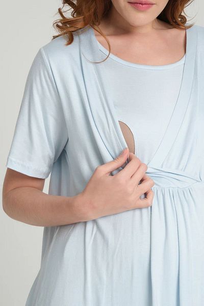 Pijamadam Set pijamale de maternitate și de maternitate cu decupaj dublu - mâneci cu volan, detaliu rochie