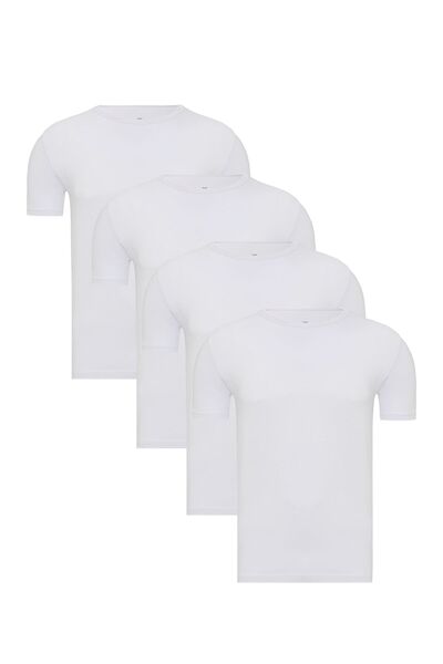 Steve Wolls Men's White 4-Piece Round Collar Bamboo T-Shirt - 33502