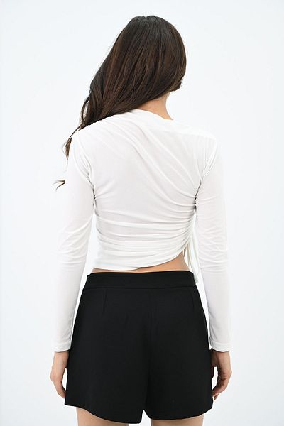 Koza Butik Women's Gathered Long Sleeve Bodysuit 1677-24