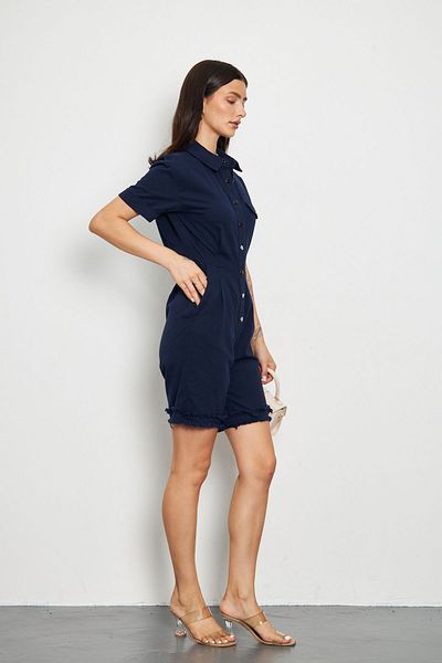 Swan Woman Rochie scurtă albastru bleumarin cu detaliu cu nasturi