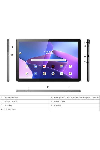LENOVO تاب M10 (الجيل الثالث) 10.1 بوصة 4 جيجا بايت رام 64 جيجا بايت واي فاي + خلوي رمادي عاصف