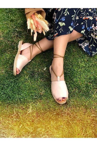 sovrana Genuine Leather Sandals Powder