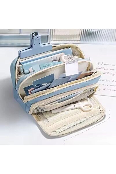 Kawaii Traveler Geniş Kapasiteli Soft Mavi Kalemlik