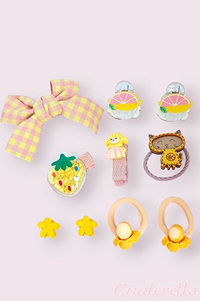 Cinderella 10'lu Hediyelik Kutulu Bebek Toka Seti - Kız Çocuk Lastikli Çıtçıt...