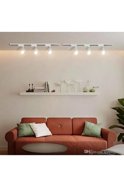 Led Pasajı White Case And Daylight 6 Pieces 360 Degree Rotating LED Rail Spot Lamp 2 Pieces 1 Meter Rail Luminaire