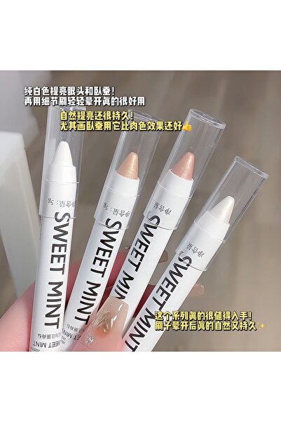 sweet mint Yüksek pigmentli ışıltılı kore kalem far aydınlatıcı kalemi (BEYAZ 03)