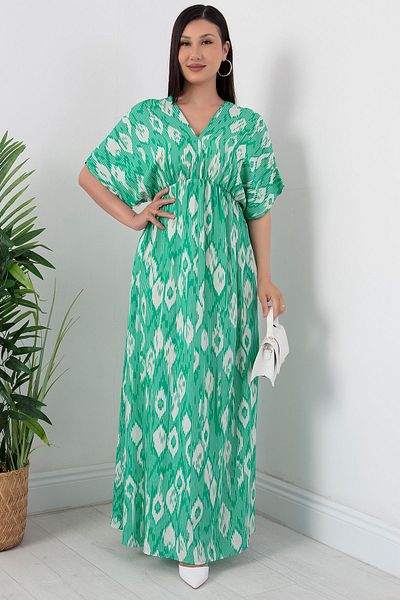 PULLIMM Viscose Dress - V-Neck and Elastic Waist NY4319