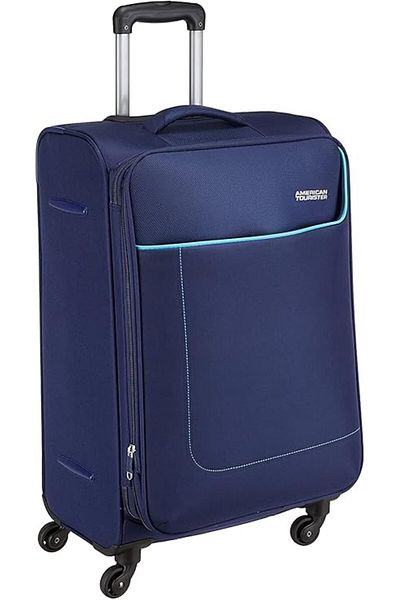 American Tourister حقيبة سفر ناعمة متوسطة الحجم من جامايكا، باللون الأزرق الداكن. ضمان عالمي لمدة 3 سنوات