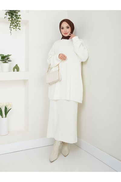 Kirazgym Sima szoknya kötöttáru szett-fehér