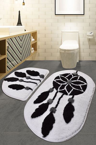 Chilai Home Σετ χαλιού και πατάκι μπάνιου Dream Black - Ακρυλικό Σετ 2 τεμαχίων