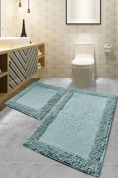 Chilai Home Cotton Mint Σετ 2 - 60x100 cm και 50x60 cm χαλί μπάνιου, χαλάκι πόρτας