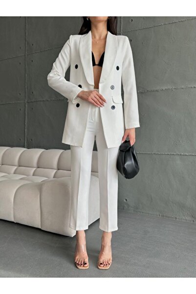 MYGİYİMİSTANBUL Blazer Jacket and Trousers Set - Button Detailed