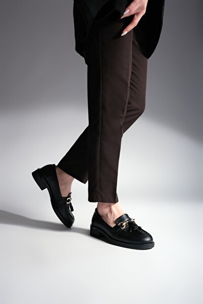 Marjin Dámska mokasínová mokasínová obuv na bežné nosenie s prackou Tunbes čierna