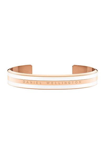 Daniel Wellington سوار كلاسيكي من الساتان باللون الأبيض والذهبي الوردي للنساء