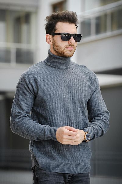 Oksit Seka 500 Ανδρικό Slim Fit Full Fisherman Πουλόβερ - Κυψελοειδή πλεκτό