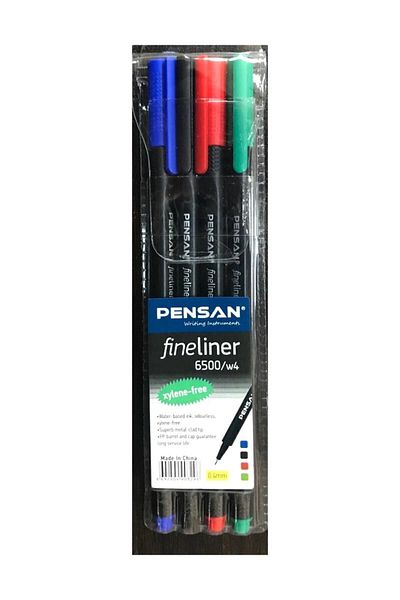 Pensan 6500 Fineliner Felt Tip Pen Set of 4 Pe6500Flmsky4S