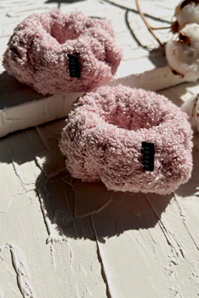 ODESE DESIGN El Yapımı Pamuk Havlu Bilek Bandı 2'li Set Toz Pembe