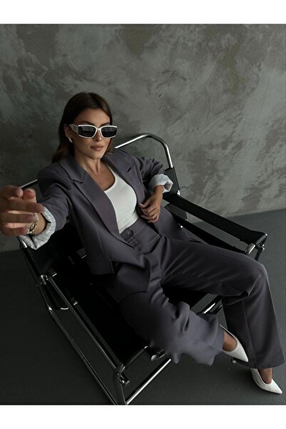 MYGİYİMİSTANBUL Blazer Jacket wide leg Pants Set