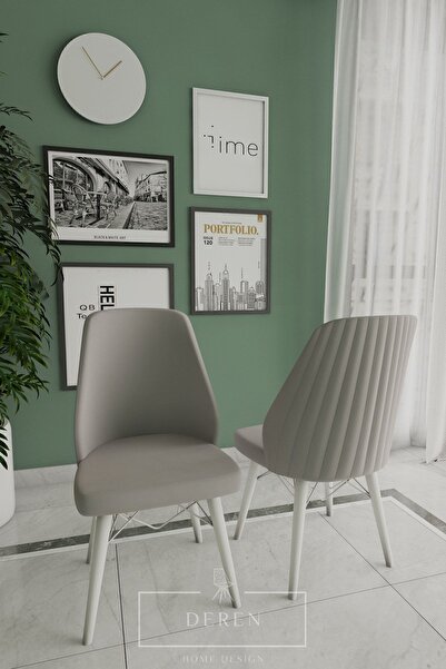 DEREN HOME Mabel Serisi 4 Adet Açık Gri Mutfak Ve Salon Sandalyesi
