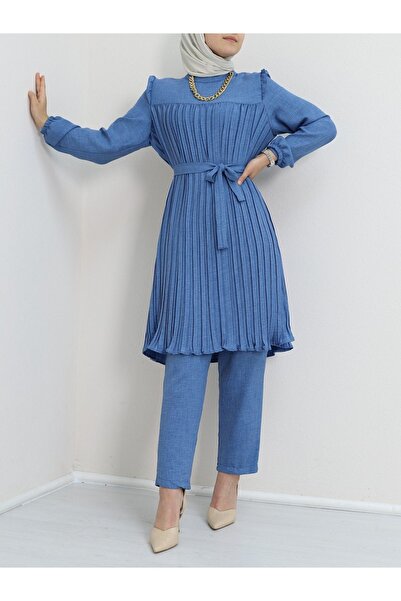 HİJABAYA Robadan Double Set - Pleated and Waist Tied