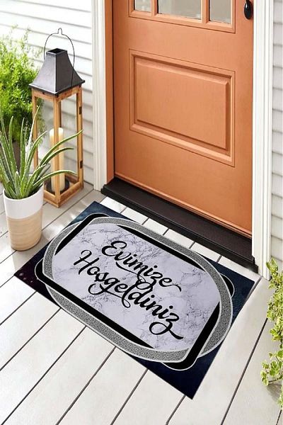 Chilai Home Nested Inner and Outer PVC Door Mat, Patterned Mat