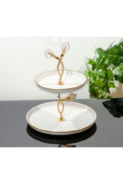 AlyaHomeAksesuar Porcelain Double Layer Presentation Holder