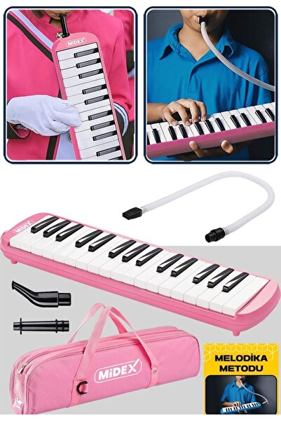 Genel Markalar Melodika 32 Tuşlu Çantalı Pembe Renk Bez Çantalı Taşıma Kulplu