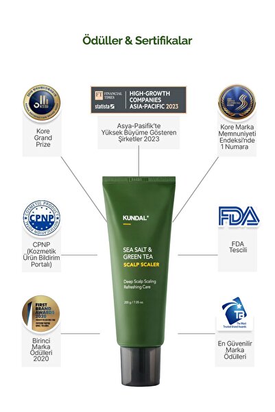 Kundal Arındırıcı ve Ferahlatıcı Saç Derisi Peelingi KUNDAL Sea Salt & Green Tea Scalp Scaler