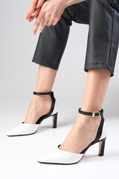 Mio Gusto Luna White Color Ankle Strap Heeled Women's Shoes