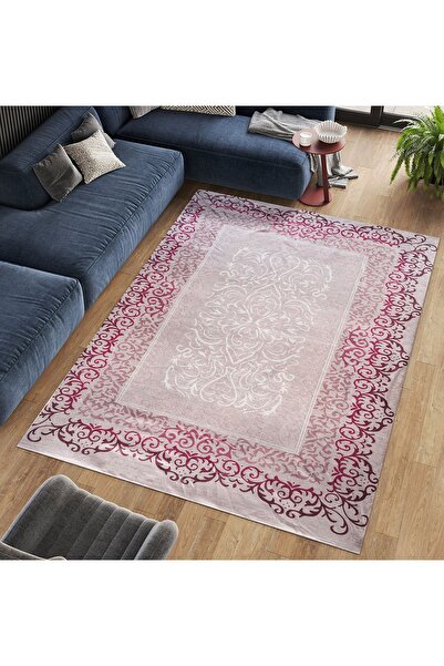 RENKLİBUTİK 6 M2 Modern Patterned Velvet Textured Carpet Cover - Non-Slip and Elastic