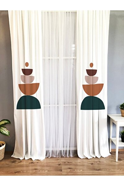 Evmila Modern Desenli Bebek Ve Çocuk Odası Tek Kanat Fon Perde - Beyaz