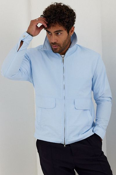 MADZEYMODA Ανδρικό μπλε εποχιακό μπουφάν New Season - Διπλό φερμουάρ και επένδυση Mz56107