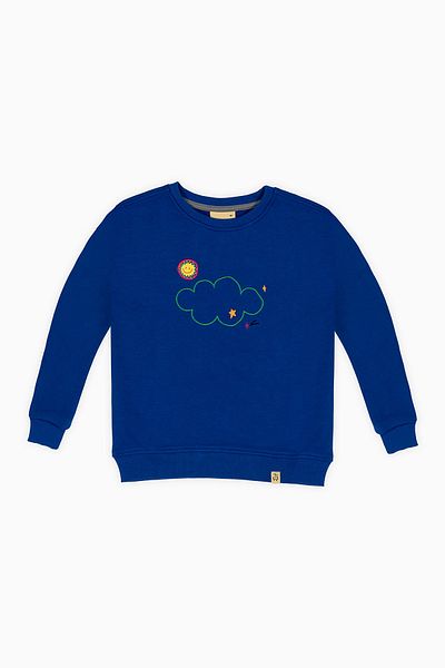BEETLEBEEZ Kids Unisex Crew Neck Embroidered Sweatshirt - Saks Blue