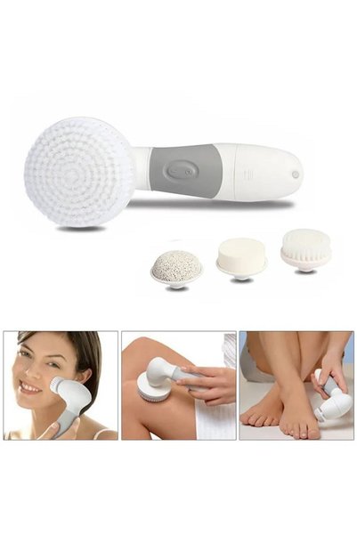 adbeauty 4 Başlıklı Premium Elektronik Vücut-yüz Temizleme Fırçası Seti - Pil Ile Çalışır