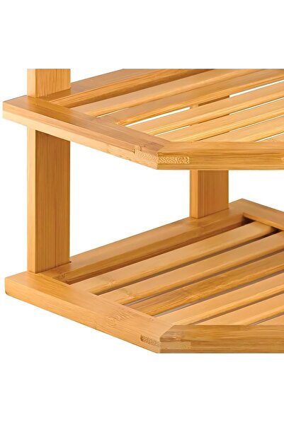 MEHAY HOME Bambu Köşe Raf 3 katlı Mutfak Organizer Depolama Rafı Tezgah üstü 25×25