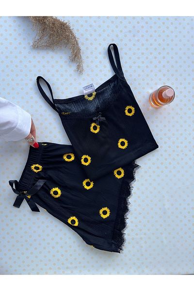 WALJA Set de pijamale negre cu dantelă Pegasus