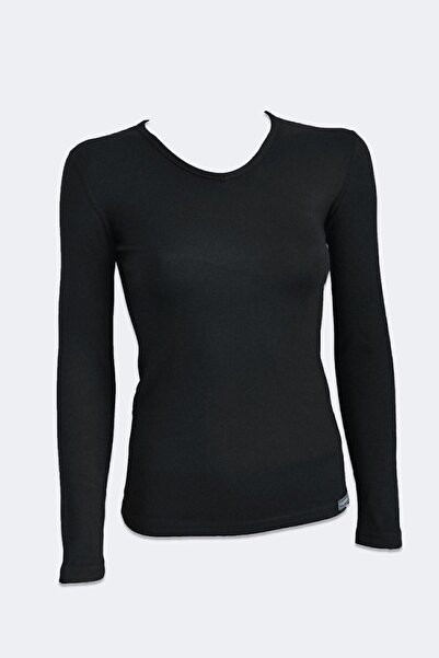 Malabadi Жіночий чорний V-подібний комір, довгі рукави, термобілизна 704